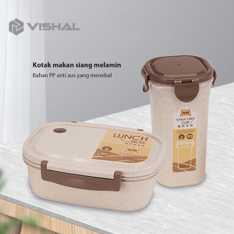 VISHAL Lunch Box Set Kotak Bekal Makan Cangkir Sup Portable Cangkir Sup Free Sendok VS-68