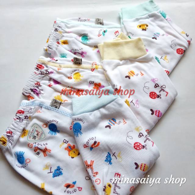 ABIY BABY 3 pcs Celana Panjang Bayi SNI Seri Putih Motif Uk. S - XL
