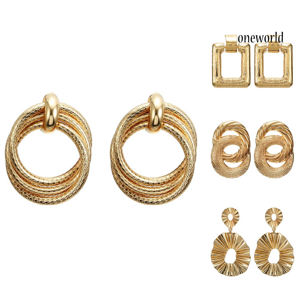 OW# Fashion Women Square Round Geometric Dangle Ear Stud Earrings Statement Jewelry