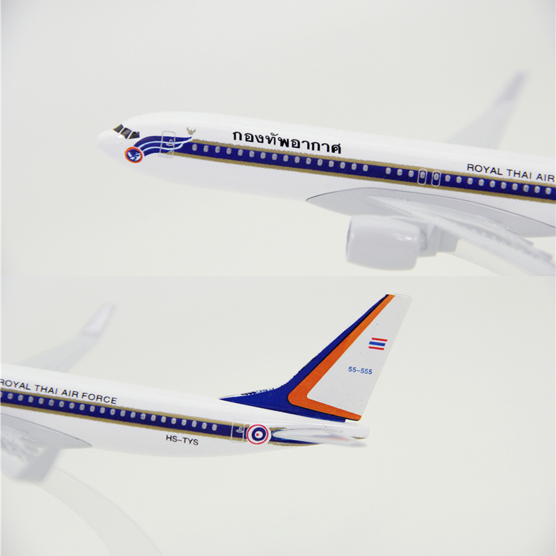 Royal Thai B737 Pesawat Model Thailand Airlines Boeing 737 Pesawat Terbang Model Die Cast Metal Kado 16CM