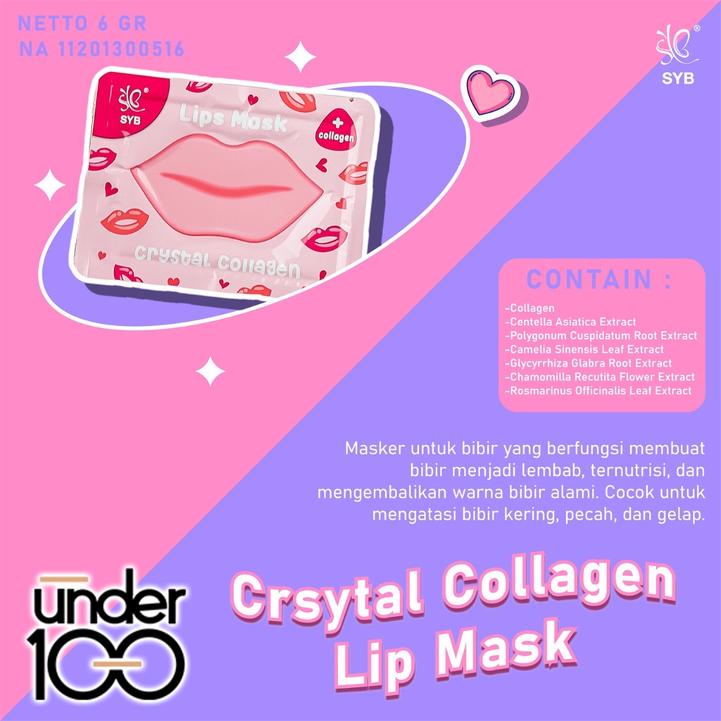 ❤ UNDER100 ❤ SYB Crystal Collagen Lip Mask | Eye Mask (✔BPOM) 6gr