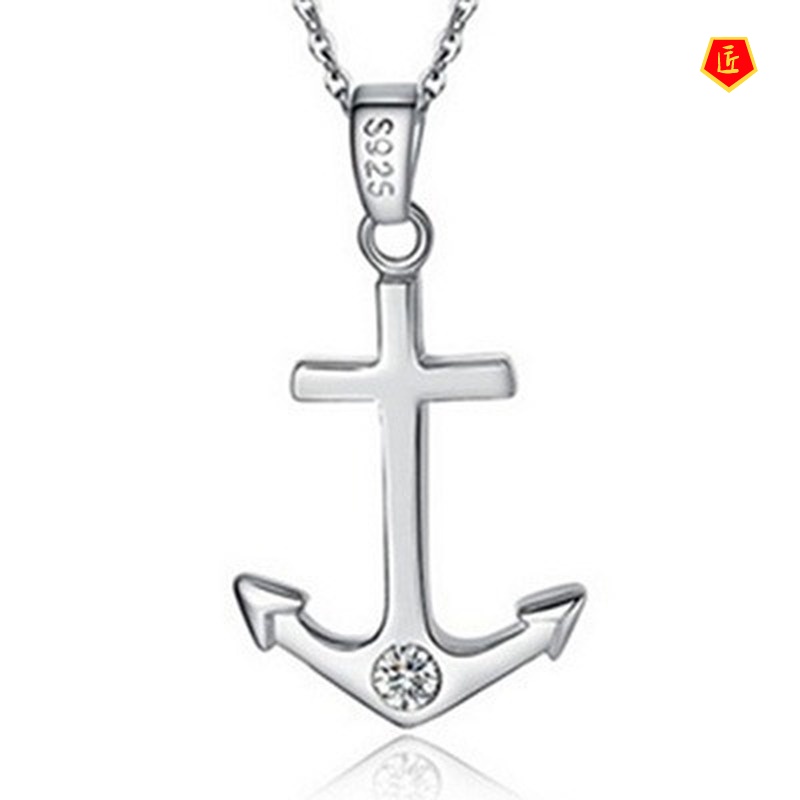 [Ready Stock]European and American Couple Necklace Boat Anchor Rudder Stylish Pendant