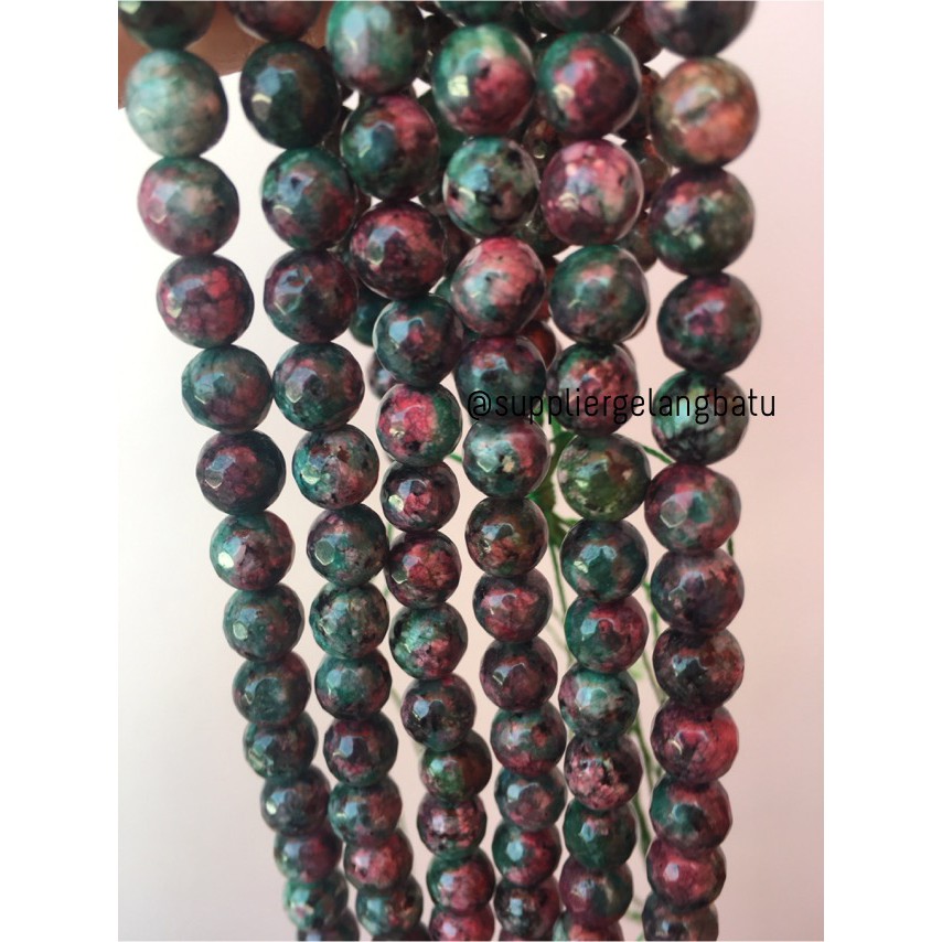 batu green maroon epidote FACETED BEADS 8mm chrysocolla bacan hijau chrysocola akik cutting beading