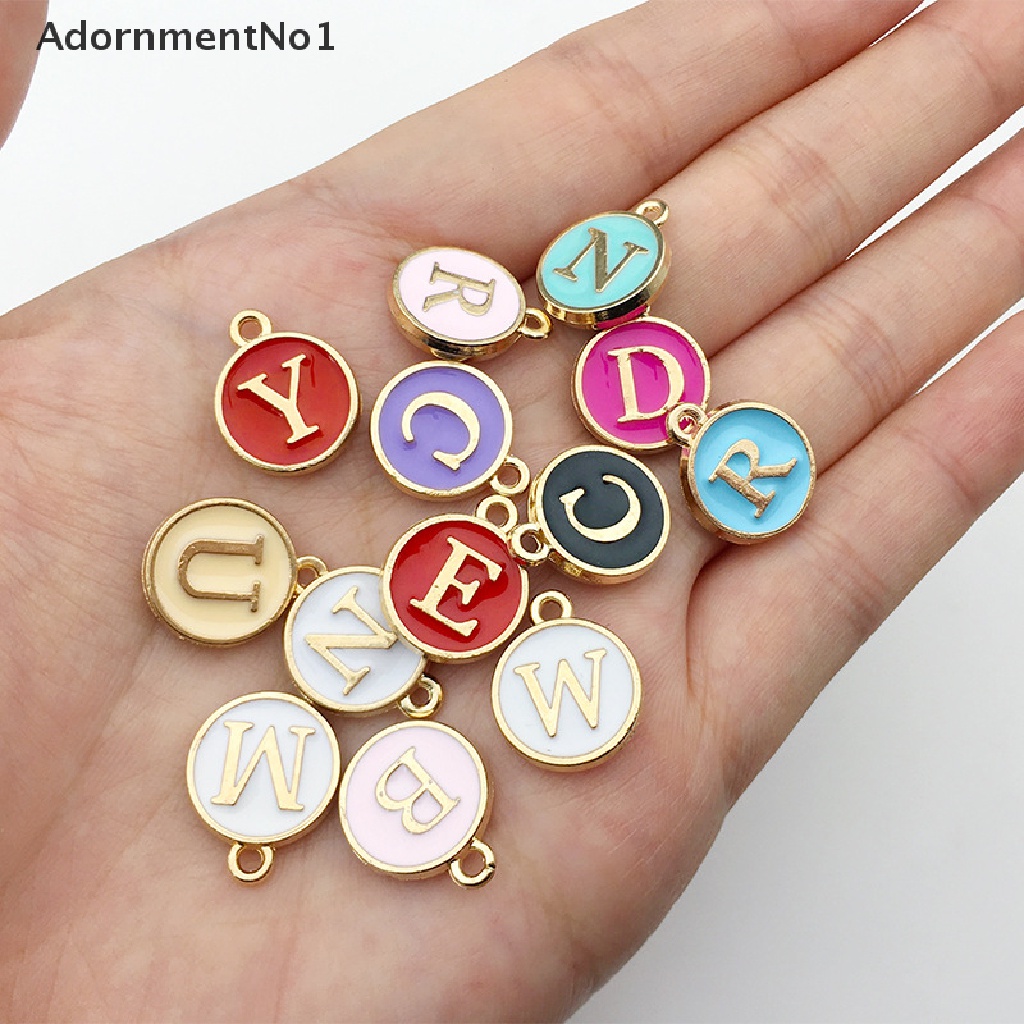 (AdornmentNo1) (26Pcs / Set) 15x12mm Liontin Huruf Alfabet Inggris Bahan Enamel Untuk DIY Charms