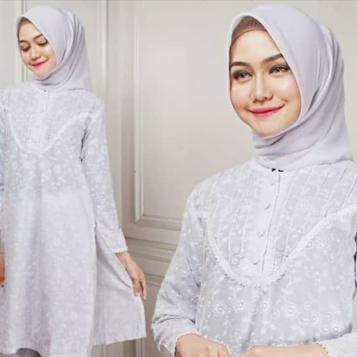TUNIK PUTIH KATUN PARIS (JUMBO) Diskon