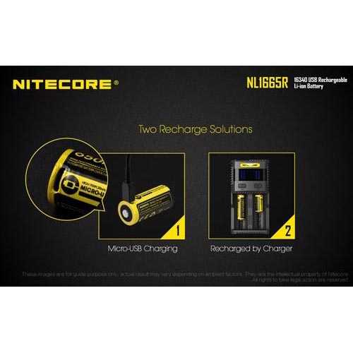 IDN TOOLS - NITECORE 16340 Micro USB Rechargeable Li-ion Battery 650mAh - NL1665R