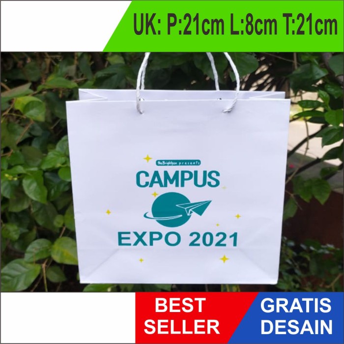 

SALE Paper Bag Kraft Putih Desain Custom Dengan Sablon free Desain