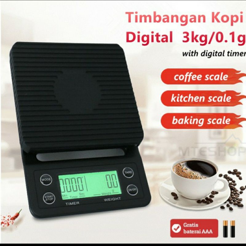 Timbangan digital kopi 3kg 0.1 gram timer V60