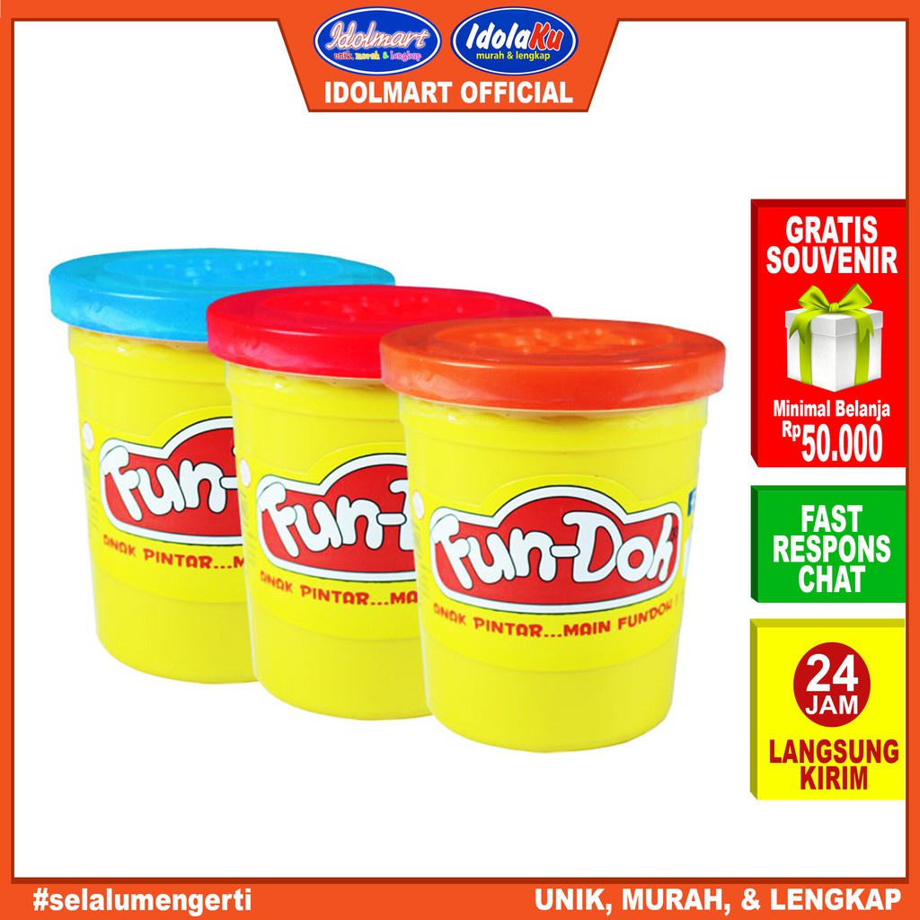 IDOLAKU Fundoh Refill 250gr/ Lilin Mainan / Mianan Edukasi SNI / Fun Doh