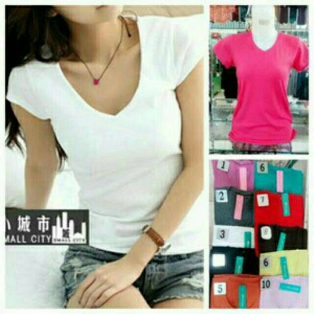 Basic v neck ( kaos v neck wanita)