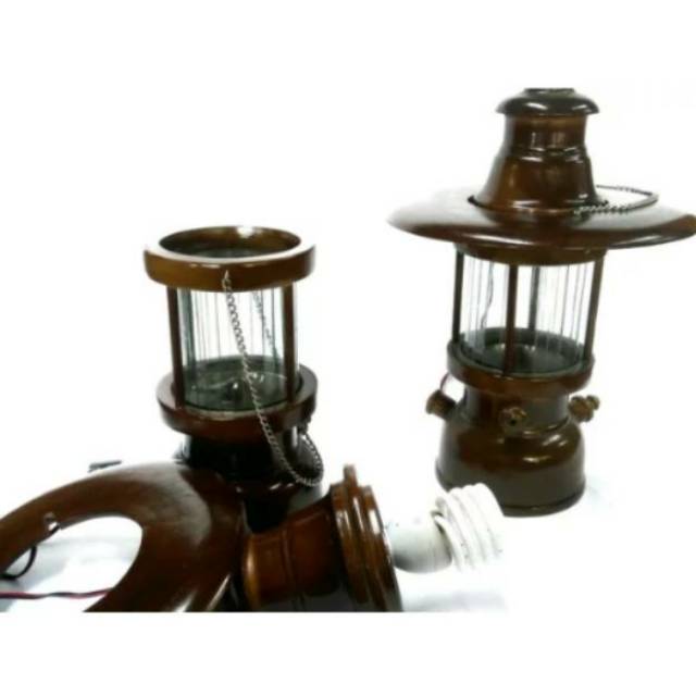 (BISA COD) KAP LAMPU PETROMAK KAYU JATI ASLI UKURAN BESAR  38 x 15 cm DEKORASI HIASAN KAMAR RUMAH