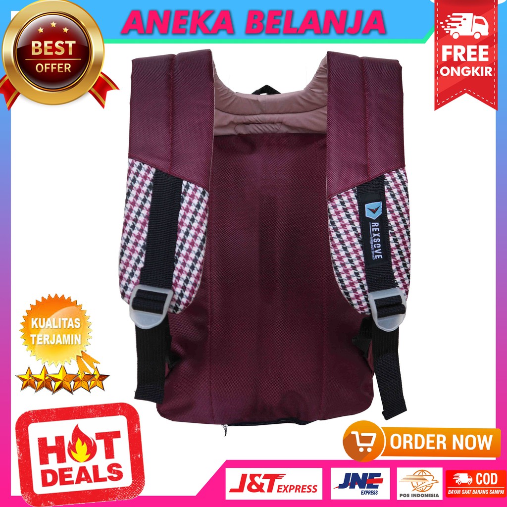 Ready Stock Tas Ransel Khusus Cewek Model Rexsove Merah Terbaru Trendy Tas Sekolah Multifungsi Bagus