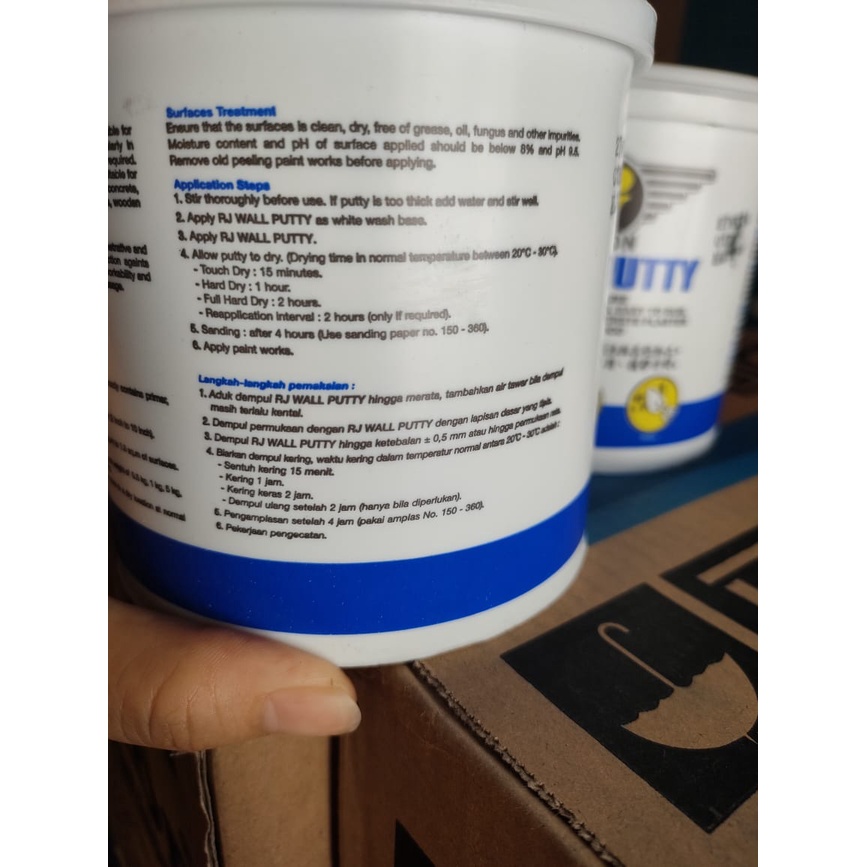 RJ wall putty 1kg 1000gr Dempul Tembok Plamir Tembok Dempul Kayu Dempul Asbes gypsum bata GRC 1kg rj london