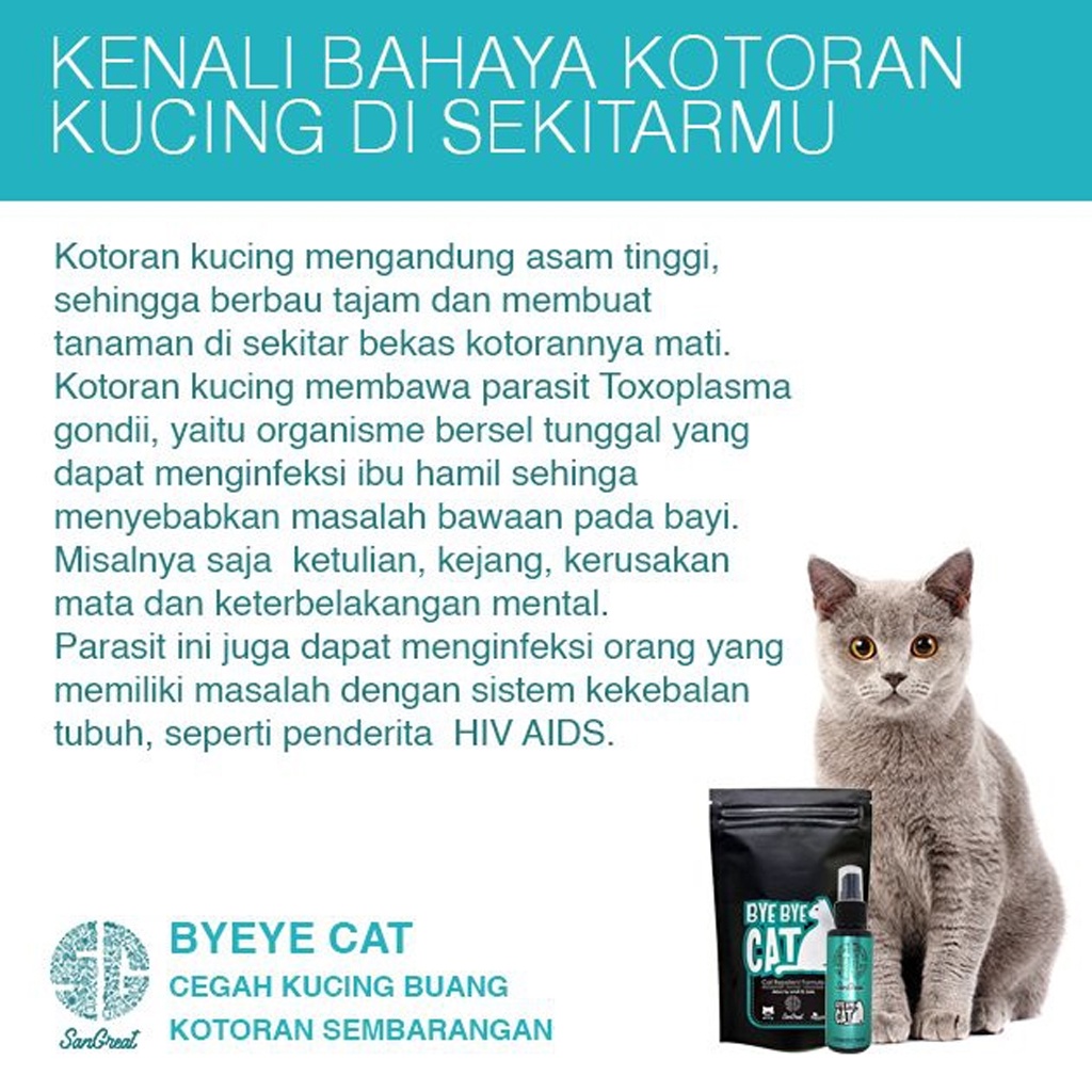 BYE BYE CAT SPRAY 100 ml - Spray Pengusir Kucing-Natural Cat Repellent Spray - Cegah kucing buang kotoran sembarangan dan usir kucing liar