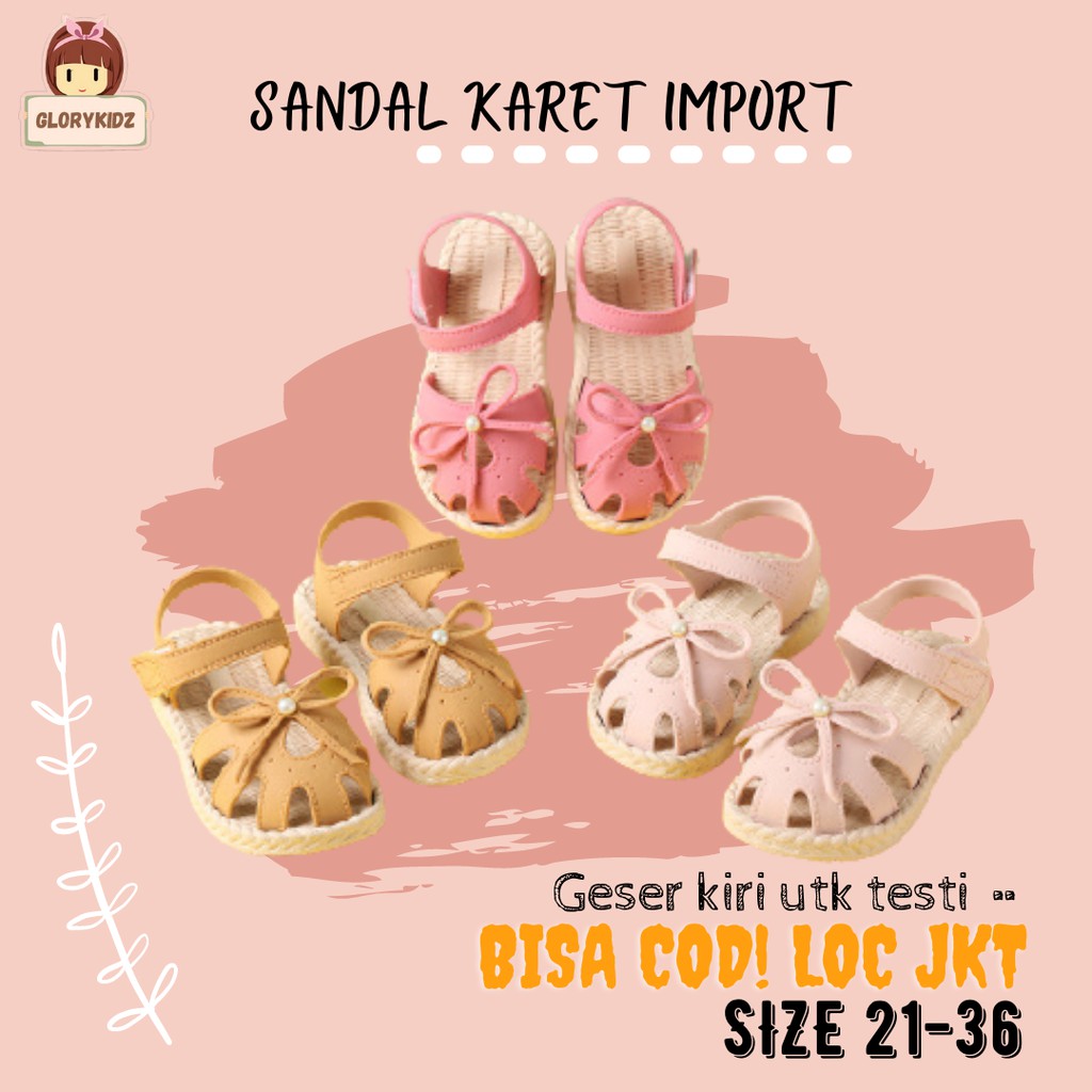 SH2114 Glorykidz Sepatu Sendal Anak Perempuan Sandal Anak Karet Sendal Anak Strap Perekat Size 32-35