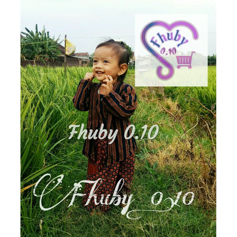 SetKebaya Lurik Anak /Kebaya kutubaru+Rok Batik Coklat / Kebaya Lurik Kutubaru Anak / lurik cewek an