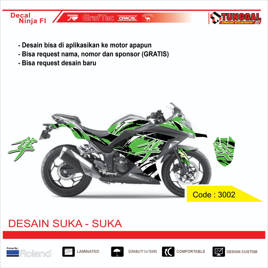 DECAL NINJA 250 FI GREEN