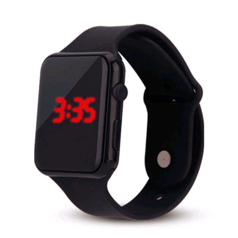 COD Jam Tangan LED Watch Kotak Digital Fashion Pria Wanita Kekinian Termurah-Hitam