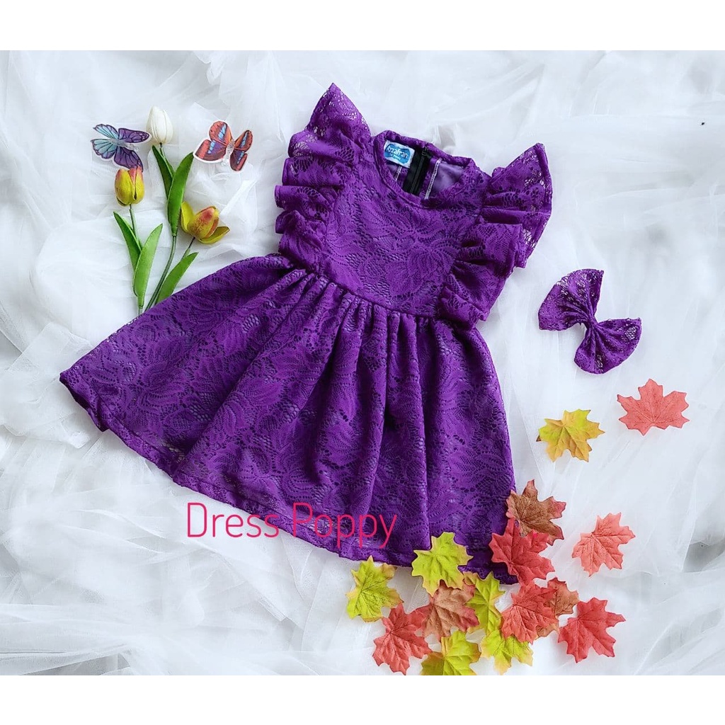Dress Poppy/Dress Brokat Terbaru/Dress Anak Dan Dewasa Kekinian/Dress Balita Kekinian/Dress Bridesma
