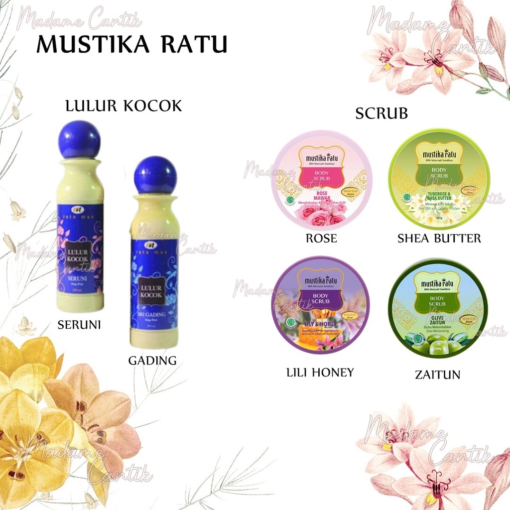 ✿ MADAME ✿ MUSTIKA RATU LULUR KOCOK RATU MAS LULUR BADAN BODY SCRUB BPOM ORIGINAL