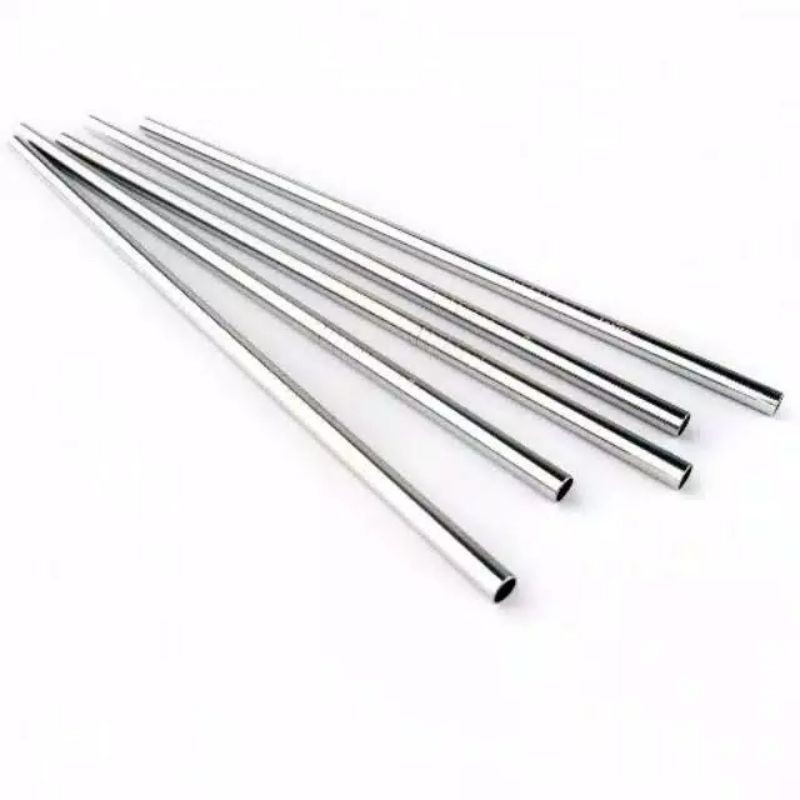 SEDOTAN STAINLESS STRAW SEDOTAN LURUS BENGKOK BESI STAINLESS ANTI KARAT SILVER ECO FRIENDLY SIKAT