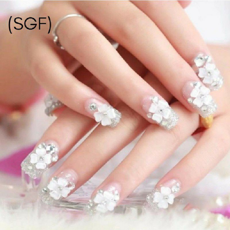 KUKU PALSU FAKE NAILS ART OVAL DAN KOTAK TERMASUK LEM TINGGAL TEMPEL ISI 24PCS