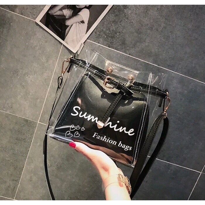 TAS CHIKA STORE - TAS SELEMPANG WANITA CHIKA TRANSPARAN SABUK KOREA MURAH