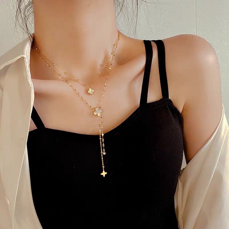 Kalung Titanium Layer Bisa Bolak Balik Warna Hitam Putih Korea Fashion Style K442