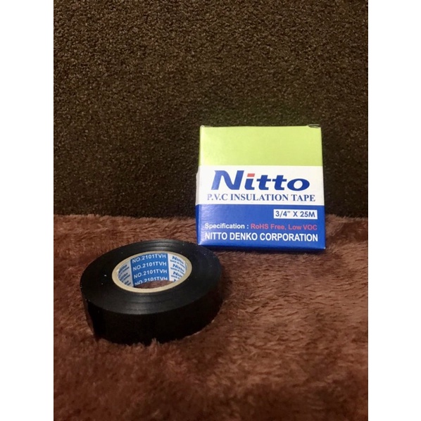 Lem hitam / tape hitam nitto / lakban hitam kecil nitto 3/4” x 25M