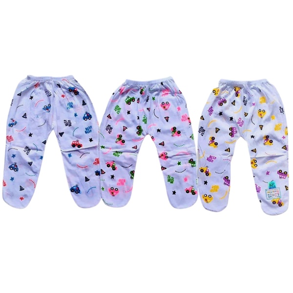 3 pcs Celana Panjang Bayi Newborn Model Tutup Kaki Celana Bayi 0-3 Bulan