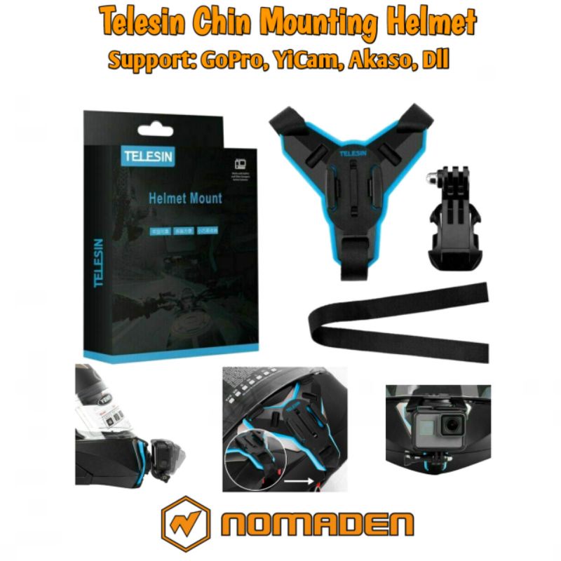 Telesin Chin Mounting Helmet GoPro, YiCam, Brica, Akaso, Dll