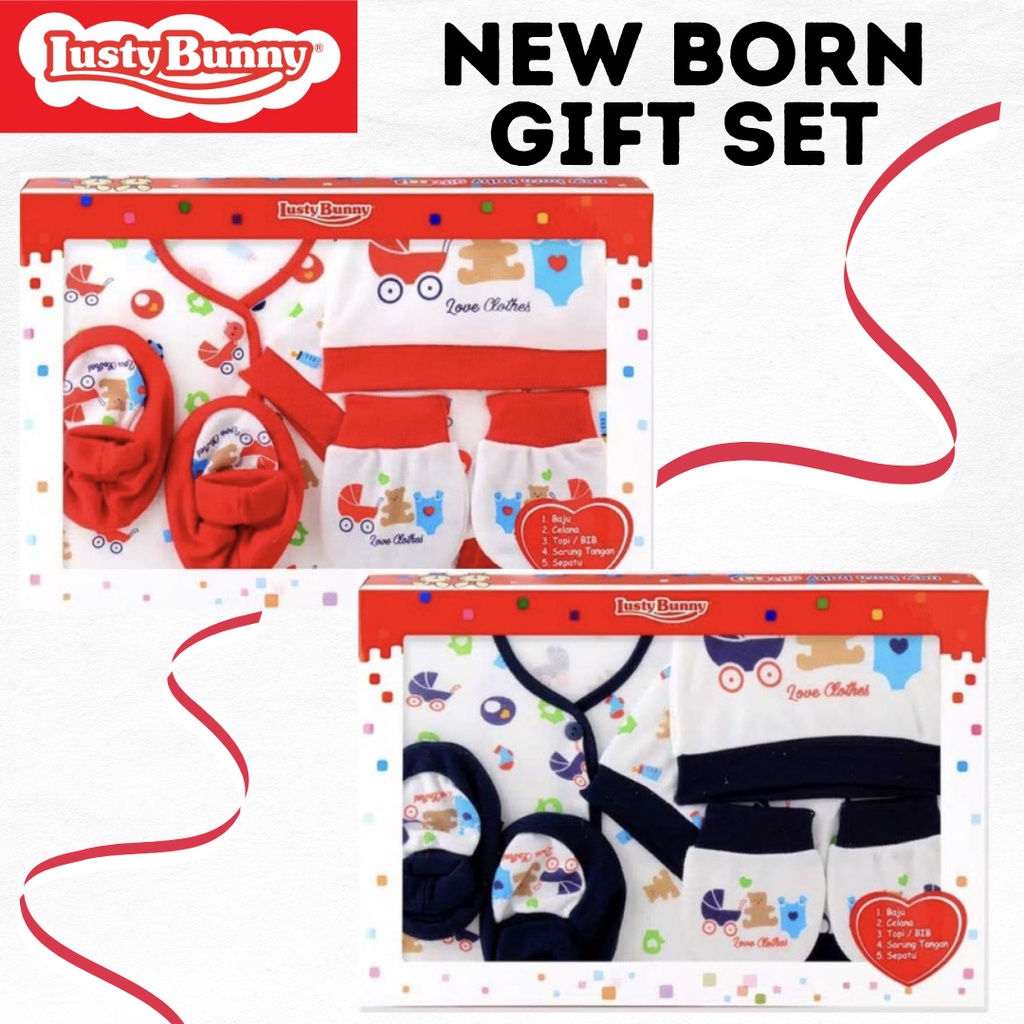 NEWBORN BABY GIFT LUSTY BUNNY Set Pakain Bayi Baju, Celana  Kaos Tangan &amp; kaki  Topi Kado lahiran SS-8004 LB-1416 BS-8003 BS-8001 Kado Bayi Lahir anak Ultah new born  bingkisan giftset gift sets peralakatan makan baju box eksklusif ibu melahirkan