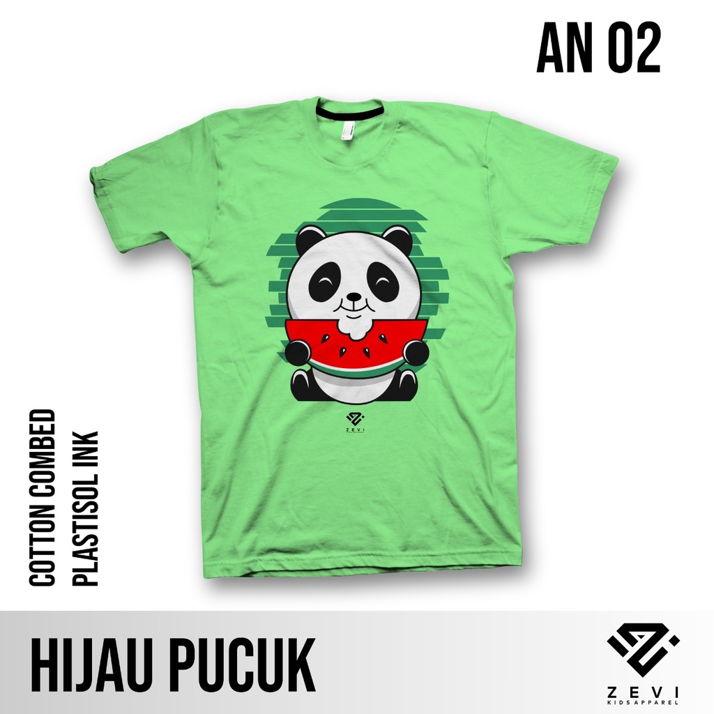 Zevi Kids Apparel / Baju Kaos Atasan Sablon Anak / 1- 12 tahun / Premium / Murah / Panda