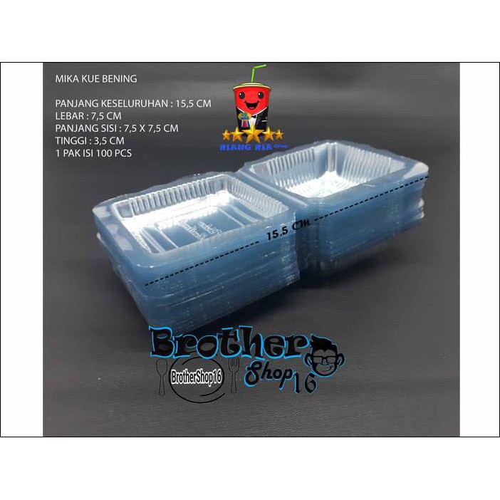100Pc Plastik Mika Mini 6Xc Kotak Box Tempat Kue Bolu Roti Donat Kecil