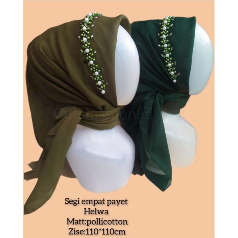 SEGIEMPAT PAYET BANDO BELLA/HIJAB BANDO MUTIARA/KERUDUNG PAYET BELLA SQUERE HIGHT QUALITY