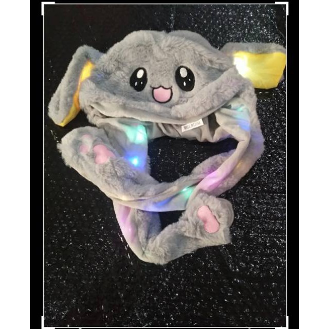 topi boneka bergerak telinga tik tok led dan tidak led karakter kartun