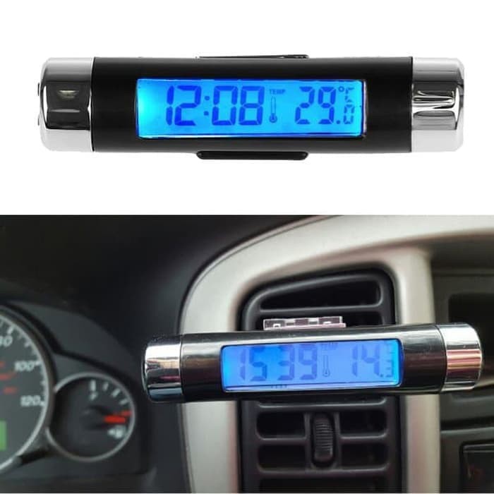 Thermometer Digital Jam Digital Mobil Car LCD Display Blue Backlight