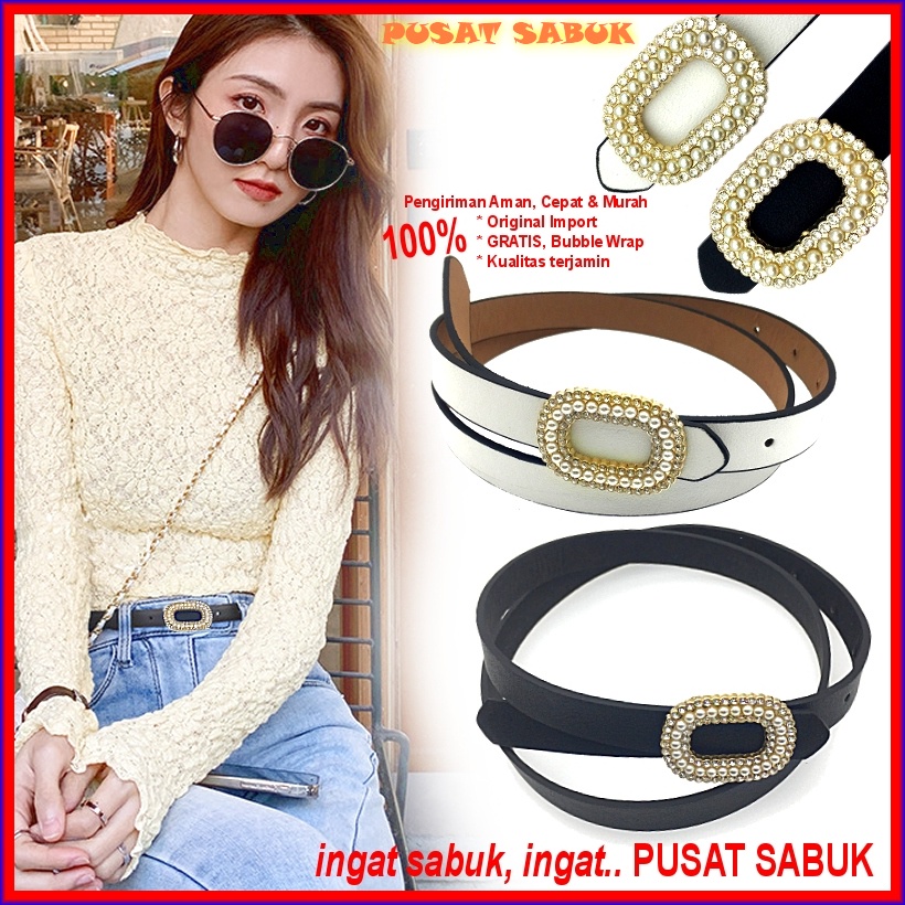 Gesper Ikat Pinggang Belt Wanita Tali Kulit Women Gasper Cantik Sabuk kecil kekinian Fashion Korea Import Murah Grosir Warna Kepang Aksesoris Mewah Blet Emas Hitam Gadis Pesta Putih Coklat Besar Kuat Besar Lebar