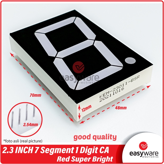 7 Segment 2.3 INCH CA Super Bright KEM Original LED SEVEN SEGMENT