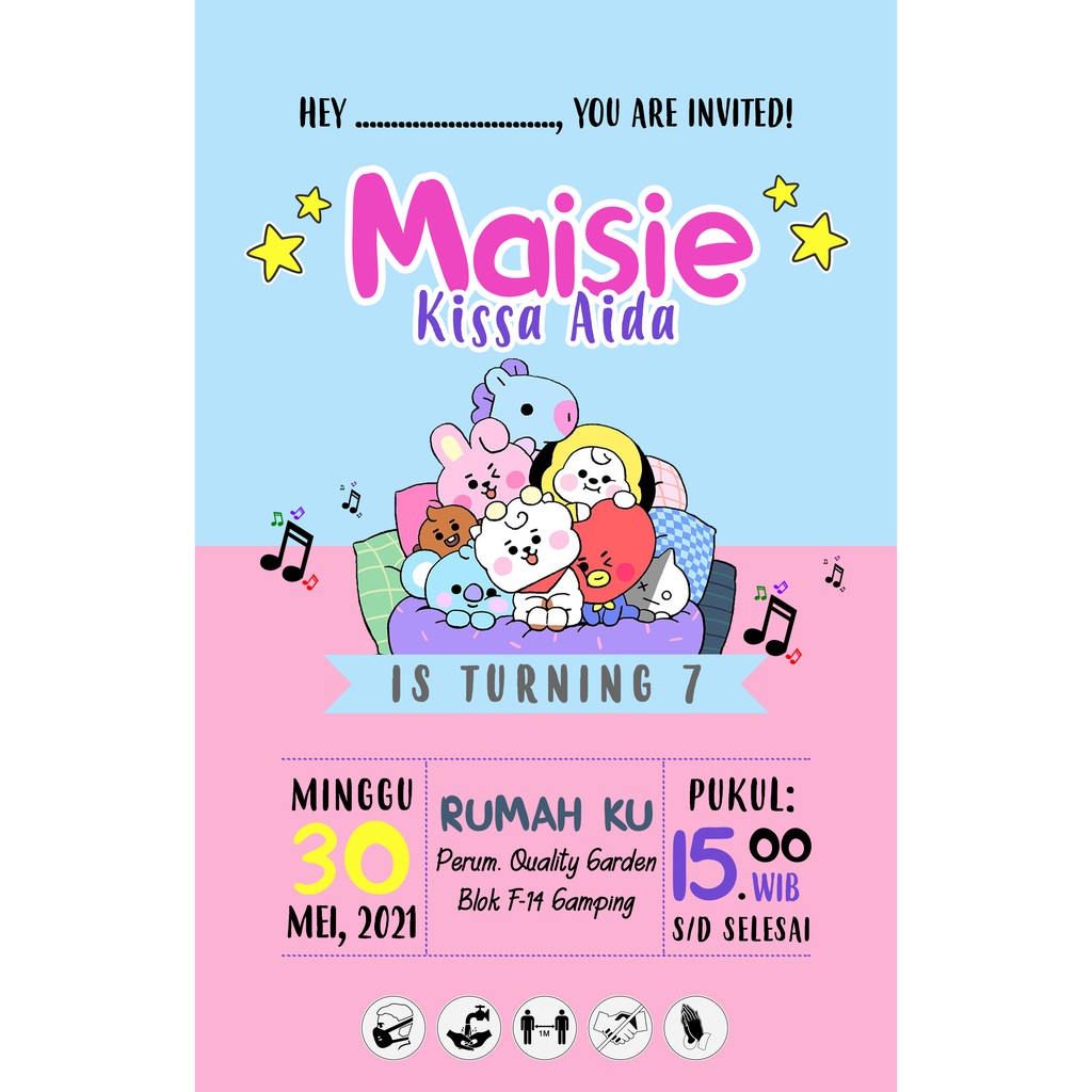 Balada Party Undangan Ulang Tahun BT21 BTS
