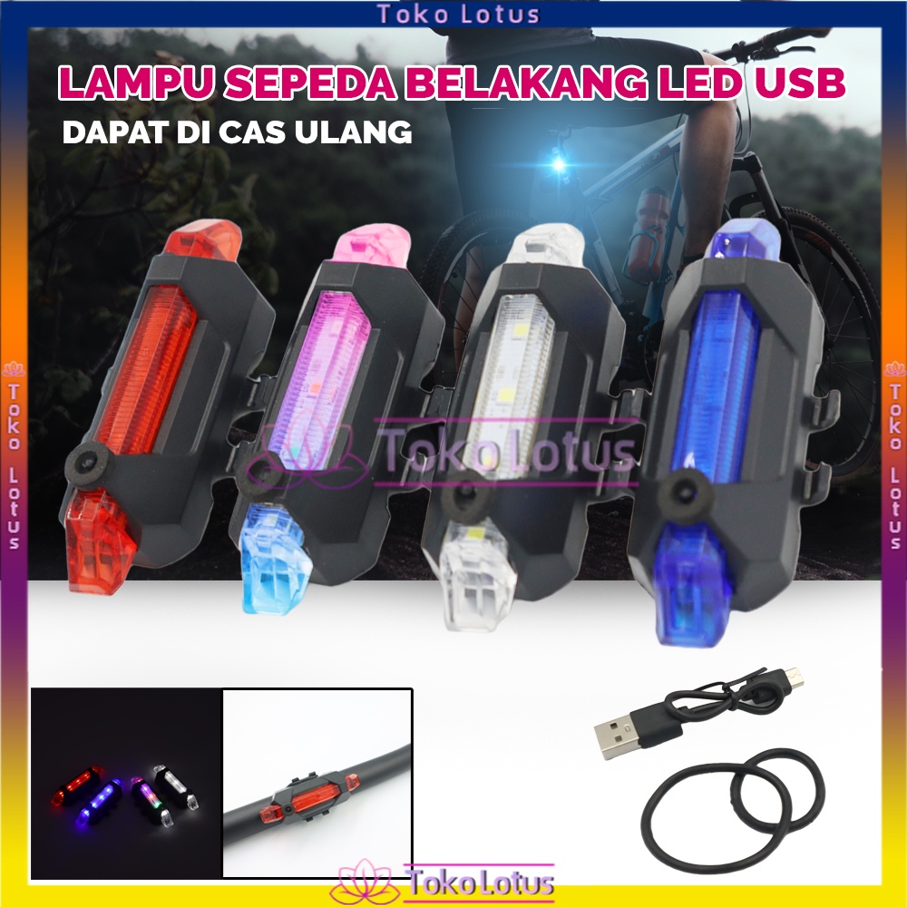 【BISA COD】Lampu Belakang Sepeda LED USB Rechargeable Anti Air untuk Peringatan Bonus Kabel cash