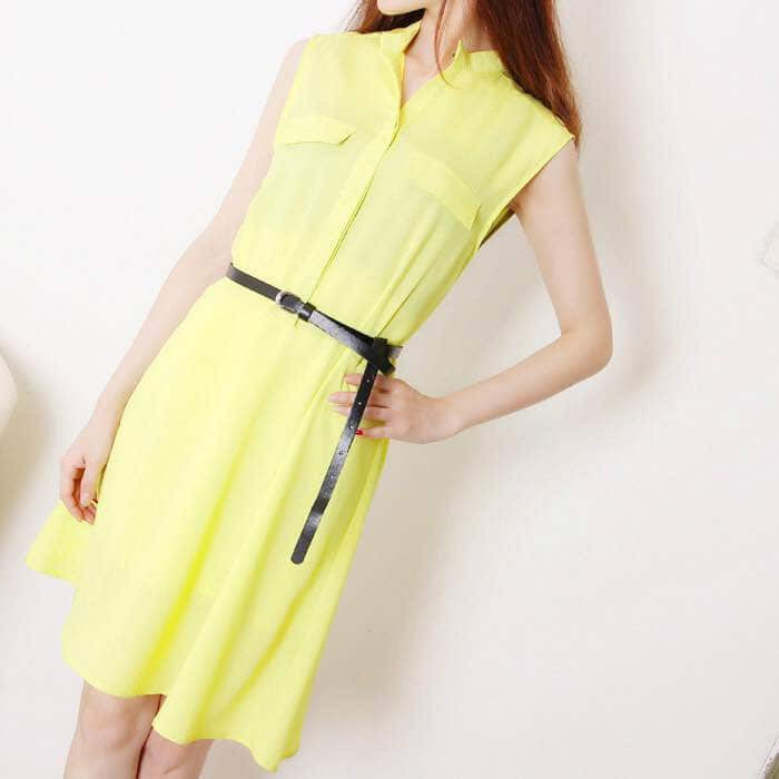 dress kuning fashion wanita terusan baju you can see party