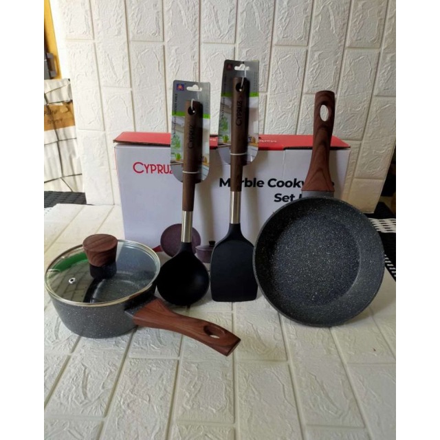 CYPRUZ MARBLE COOKWARE Isi 5Pcs