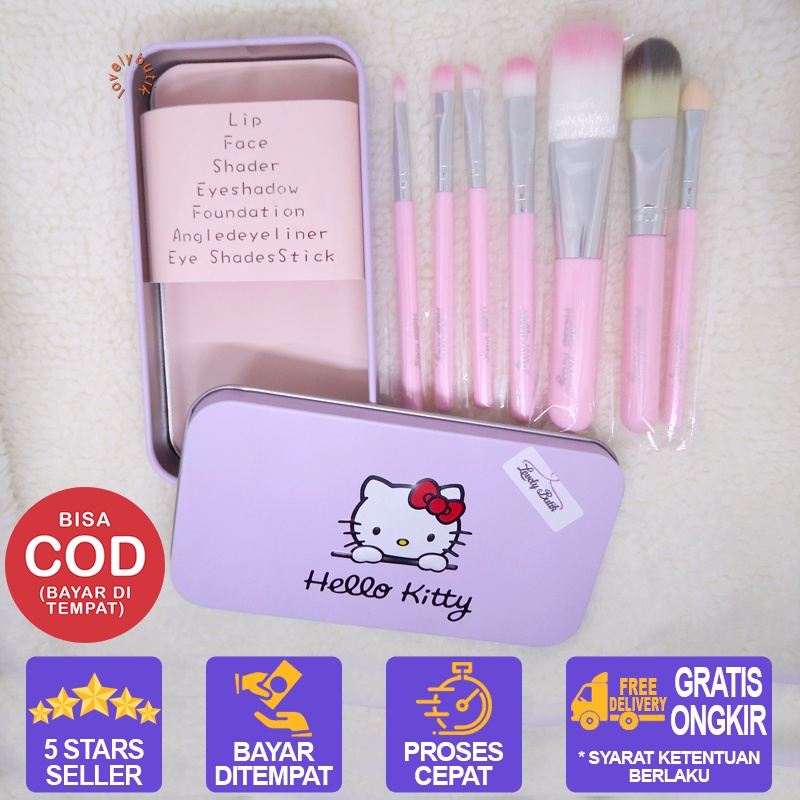 Lovelybutik -  Kuas Makeup 1 Set / Kuas makeup 1 set brush Cutie 7 Ins 1 / Kuas  Makeup Set Lengkap / Kuas makeup Tabung / Kuas / Kuas Makeup Lengkap / Kuas Makeup Murah