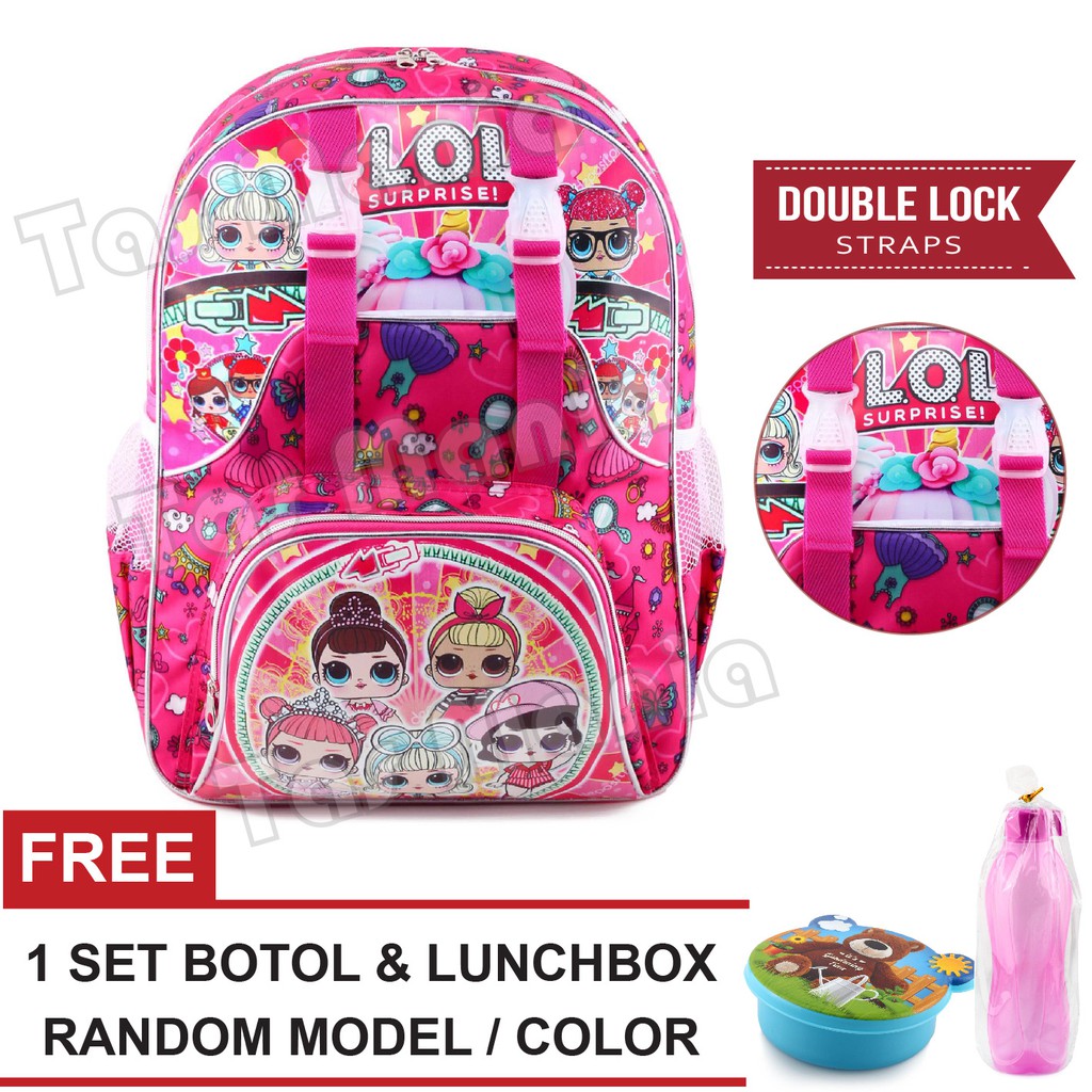 Tas Ransel Anak Perempuan Karakter - LOL SURPRISE - HOLIDAY -  PINK + FREE Botol Minum &amp; Lunchbox