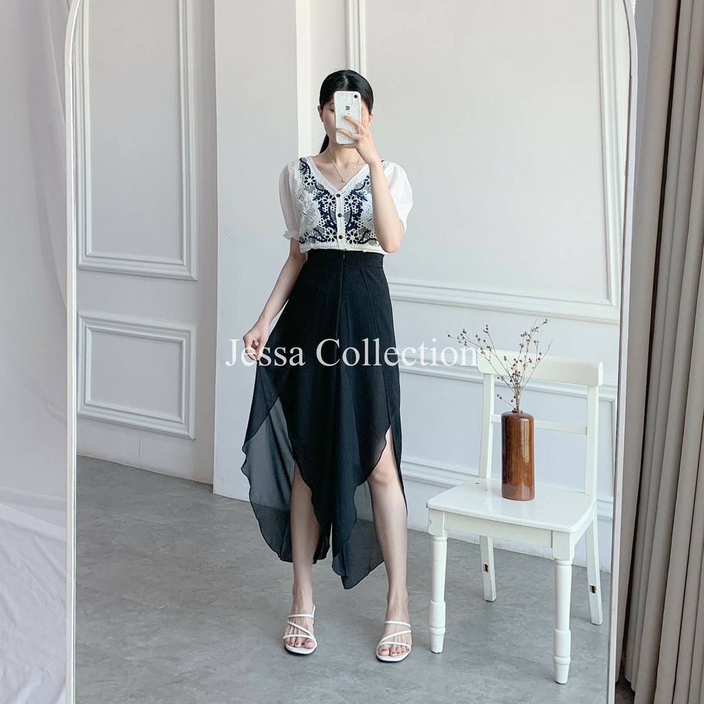 Escarpat Pants M FG Celana Panjang Wanita Bahan Sifon See Through Casual