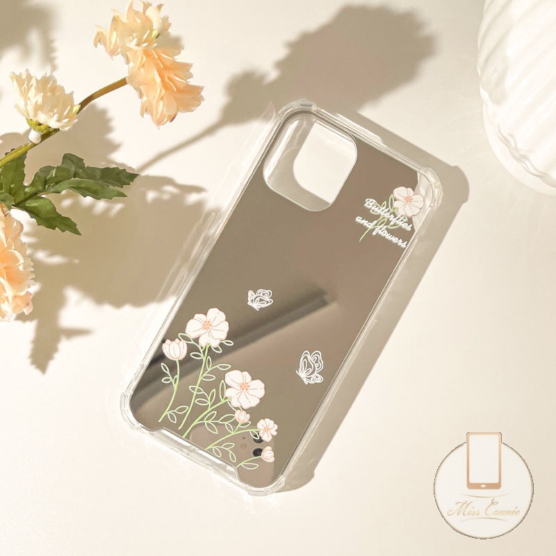 Mirror Case Compatible for IPhone 7Plus  8Plus  13 12 11 Pro Max 7 8 XR X XS MAX SE 2020 13Pro Max Fresh Flower Soft Tpu Shockproof Makeup Mirrow Back Cover