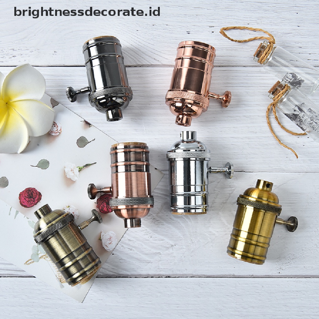 [birth] e26/e27 retro vintage antique aluminum copper lamp light bulb holder socket [ID]