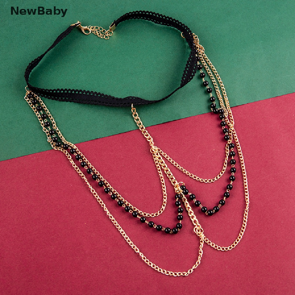 Newbaby Rantai Paha Kaki Multilayer Bahan Metal Hias Mutiara Untuk Wanita