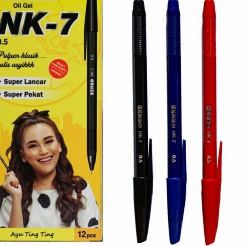 

New Pen Pena Pulpen KENKO NK7 Pak@12/Ballpoint Pen Standard Gel Oil NK-7